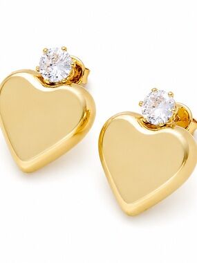 Gold Heart CZ Earrings (4510)